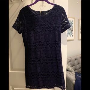 Navy Blue Lulus Lace Shift Dress